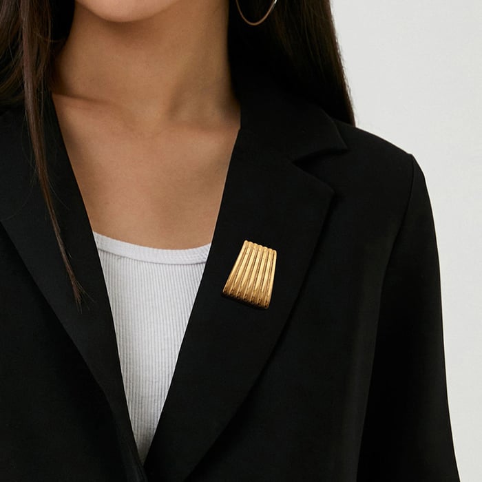 1 Piece Simple Series Classic Geometric Stainless Steel  Gold Color Women's Brooches 